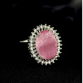 Exquisite Glittering Rodium Stones Baby Pink Finger Ring