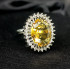 Exquisite Glittering Rodium Stones Honey Yellow Finger Ring