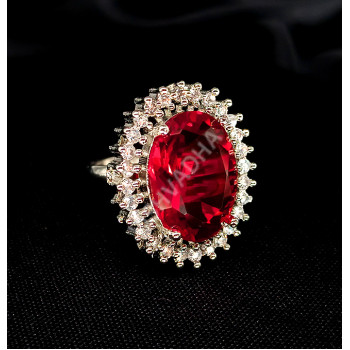 Exquisite Glittering Rodium Stones Ruby Finger Ring