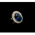 Exquisite Glittering Rodium Stones Dark Blue Finger Ring