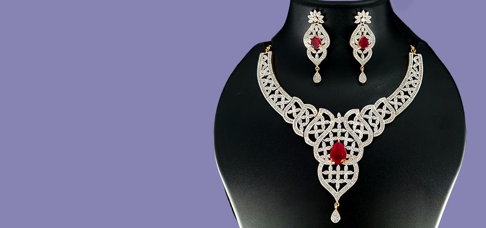 Rodium With Red Pendant